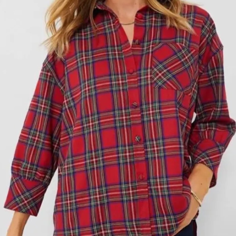 NWOT Women’s Tuckernuck Macleod Red Plaid Button Down Shirt size XXL